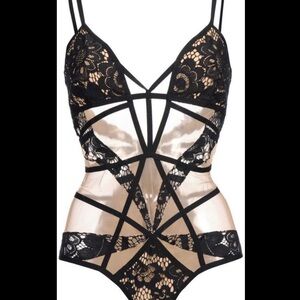 For love and lemons black and tan bodysuit lace small